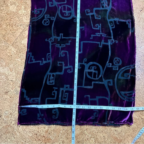 Velvet Burnout Purple & Green Abstract Geometric Print Scarf Shawl Wrap - Picture 16 of 16
